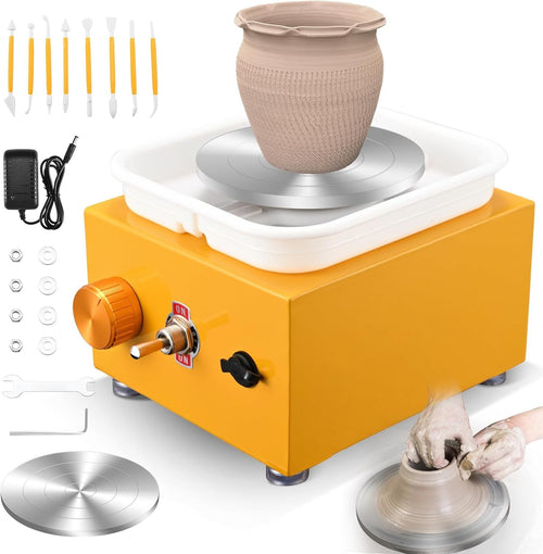 Mini Pottery Wheel Adjustable Speed Electric Ceramic Craft Kit for Kids Adults