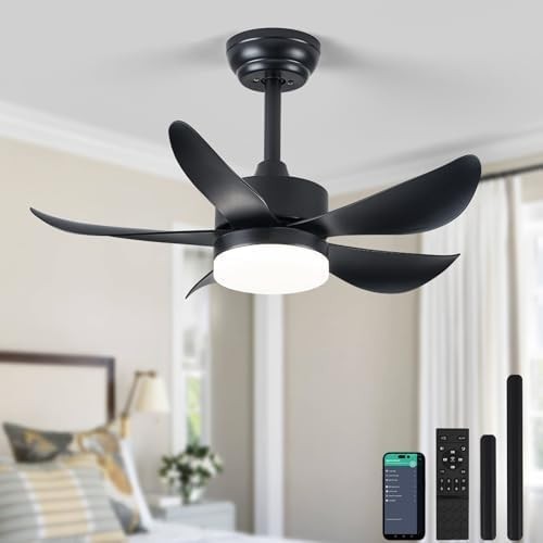 30" Ceiling Fan Light, 6 Speeds, Dimmable LED, Reversible, Quiet Remote Control