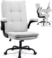 Ergonomic Grey Office Chair w/Flip-Up Arms, Thick 5.5" Cushion, High Back, Tilti