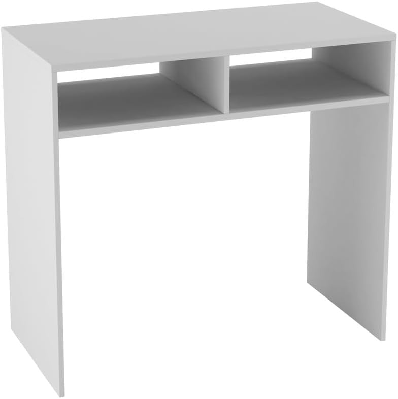 Compact Wood Console Table 80x40x75cm | Slim Desk with Storage Shelves
