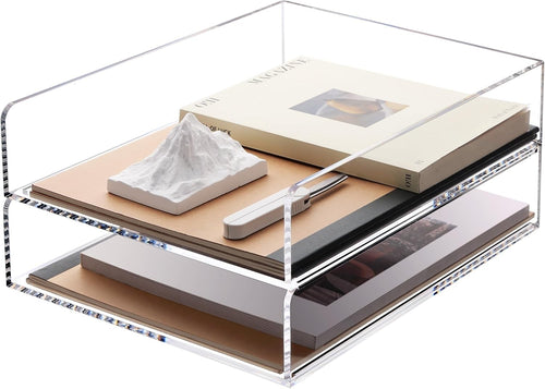 2 Pack Vertical A4 Letter Tray Stackable Clear Acrylic Desk File Organizer