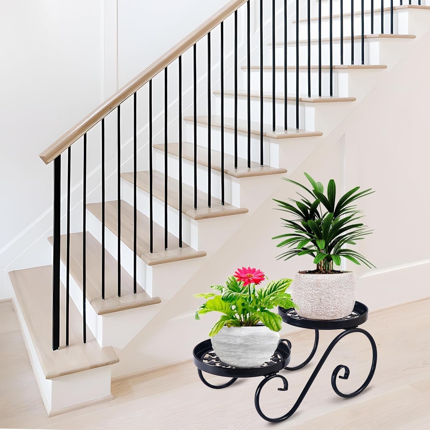 2 Tier Metal Plant Stand Indoor Outdoor Iron Flower Pot Holder Display Rack