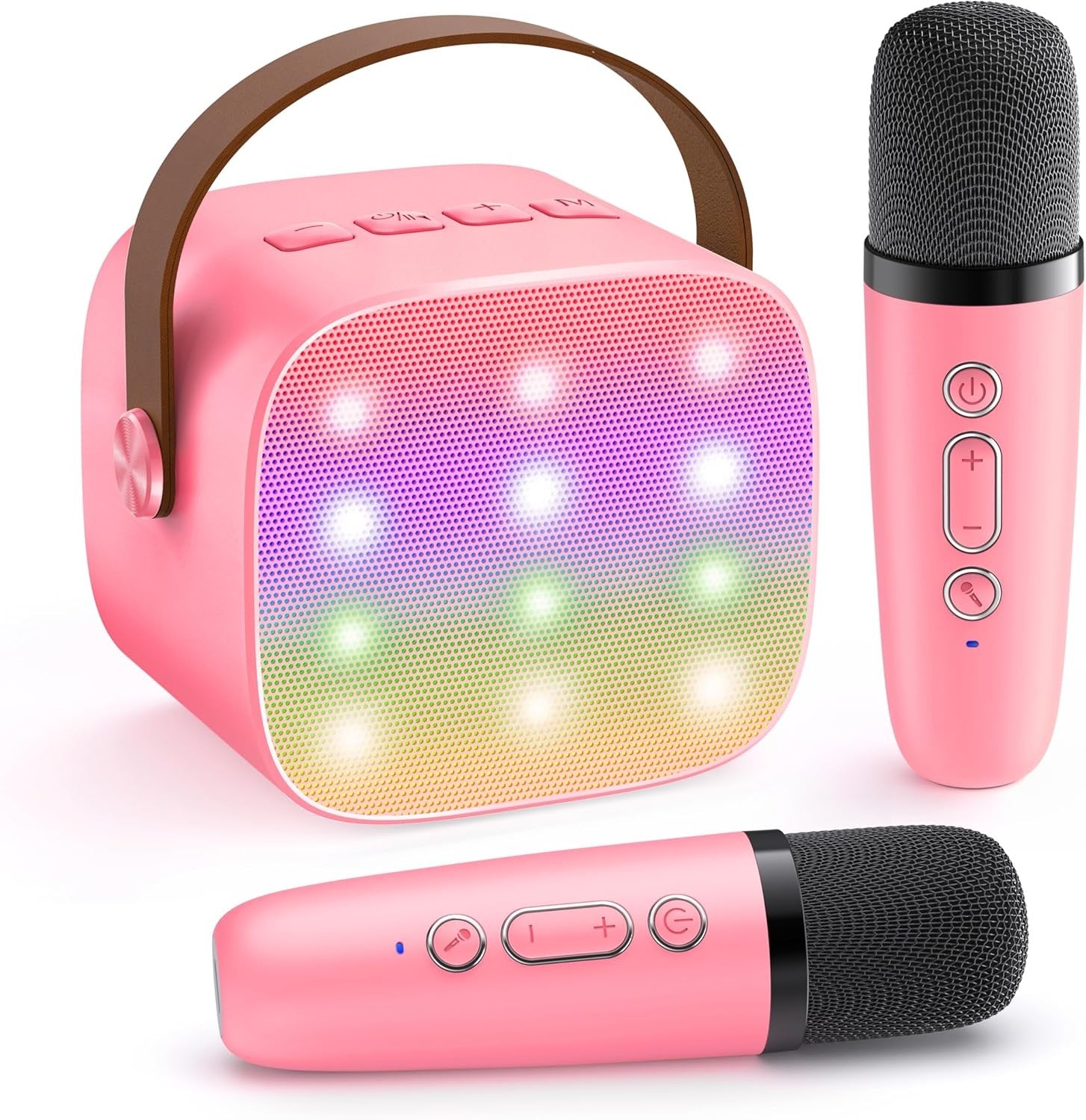 Kids Karaoke Machine 2 Wireless Bluetooth LED Speaker Gift