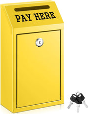 Lockable Cash Collection Box Wall Mount Donation Drop Box Pay Here