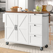 Kitchen Island Cart with Extendable Worktop, 2 Door Cabinet & 3 Drawers