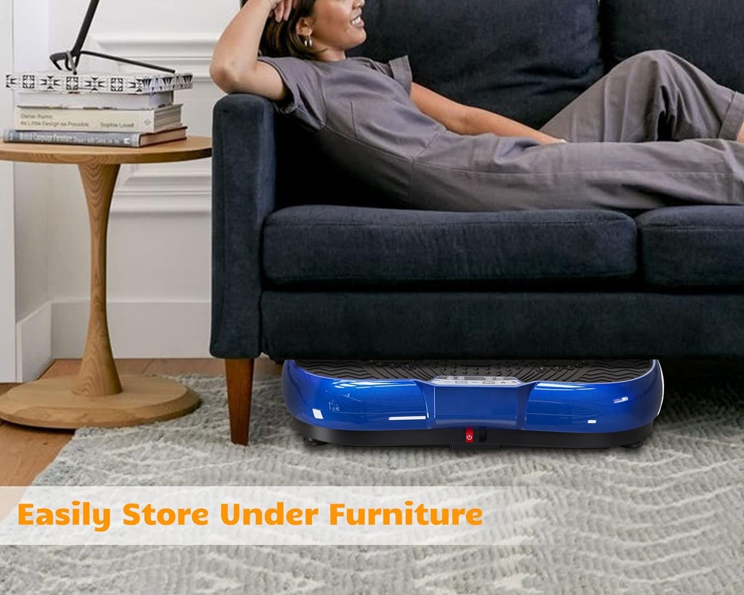 Blue Vibration Plate Exercise Machine 99 Speeds 7 Programs Slim Home Trainer
