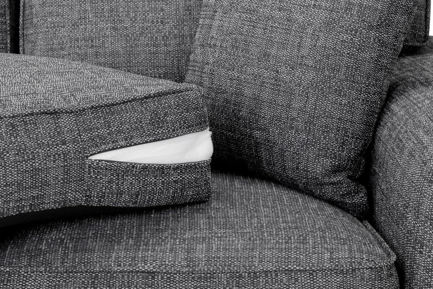 Grey L-Shape 5 Seater Chesterfield Sofa – Comfy Sectional Chenille Couch