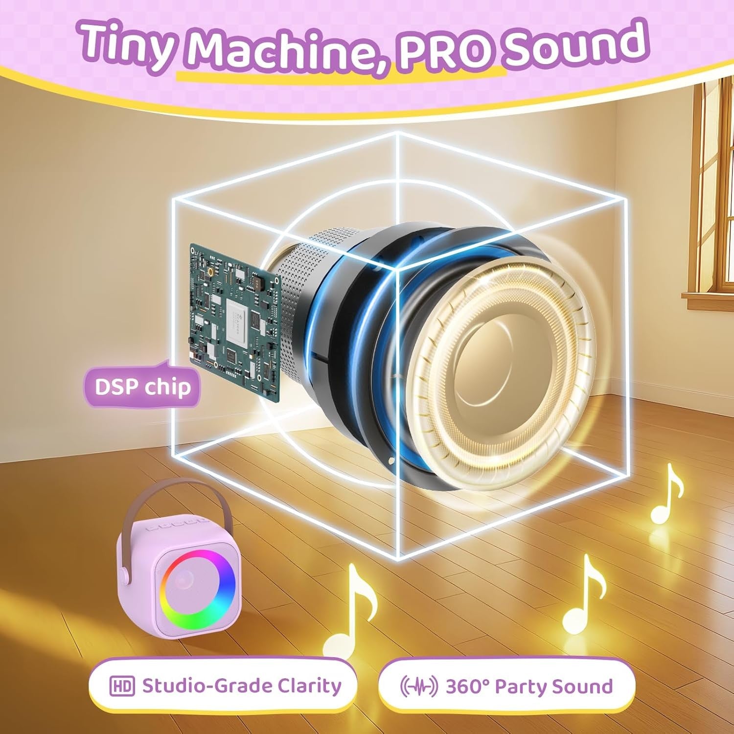 Kids Karaoke Machine with 2 Mics RGB Lights Bluetooth Speaker