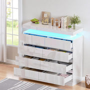 White Gloss Chest 8 Drawers with RGB LED Lights Storage Cabinet Modern