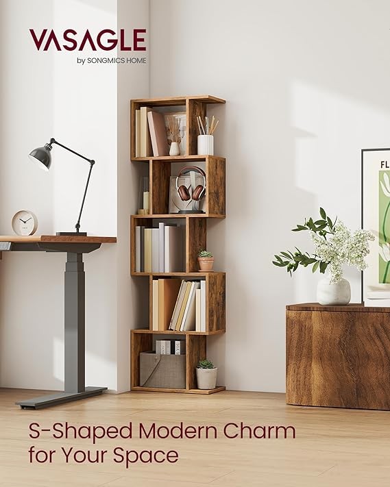 6-Tier Rustic Brown Bookcase Room Divider Modern Cube Storage Display Shelf 159