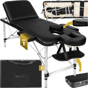 Portable 3 Section Massage Table Foldable Aluminium Beauty Spa Bed 61cm Black