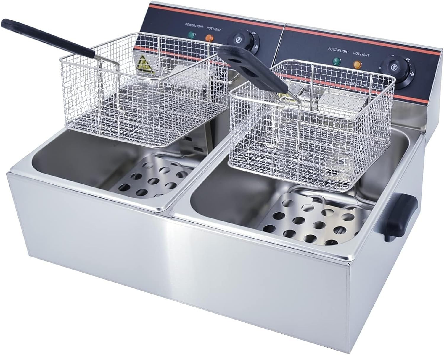 12L Double Electric Deep Fat Fryer 6000W Stainless Steel Countertop