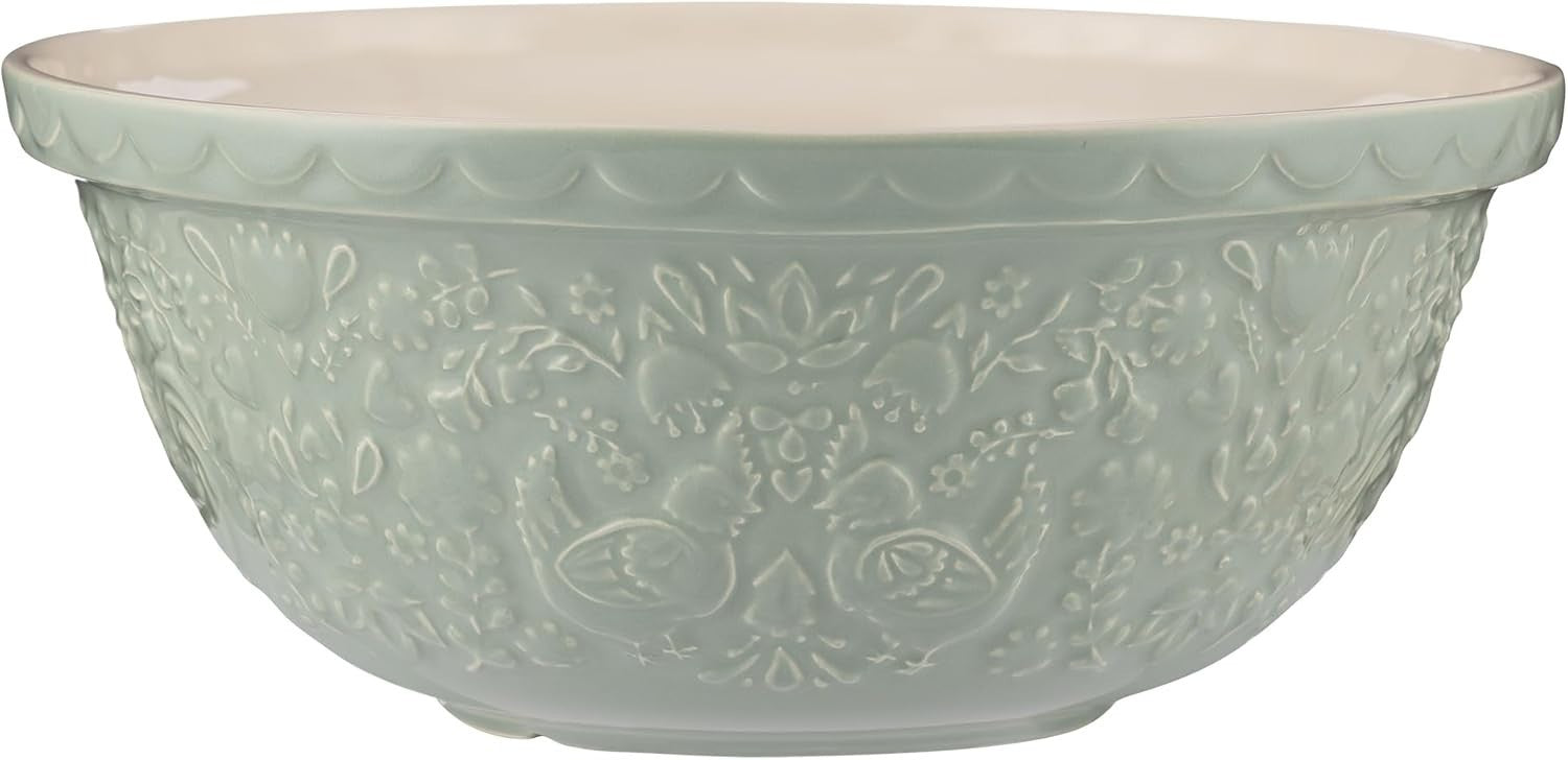 Luxury 4L Ceramic Mixing Bowl 29cm Embossed Farmhouse Design