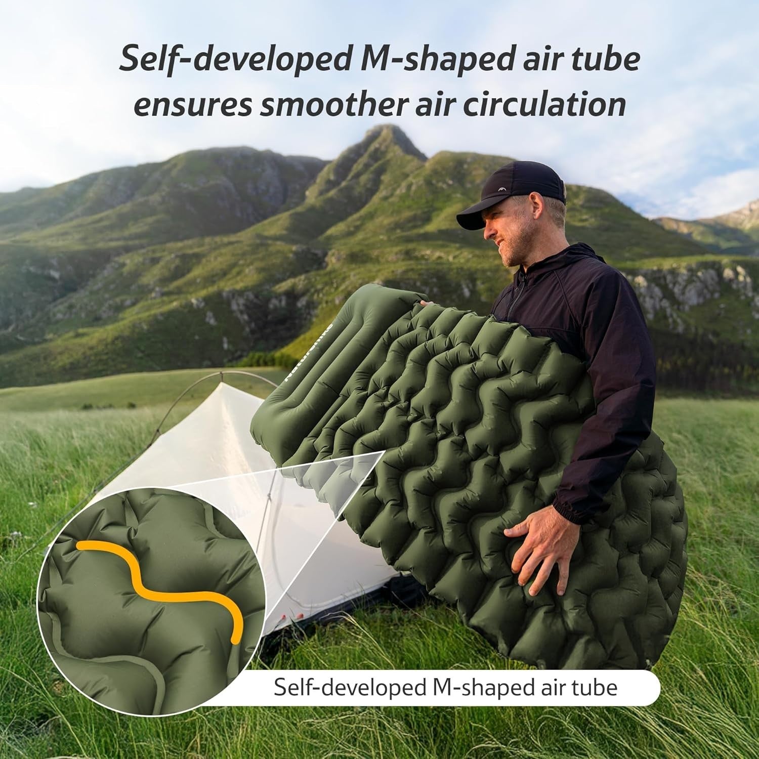 Ultralight Inflatable Camping Sleeping Mat – Self-Inflating, Waterproof, Compact