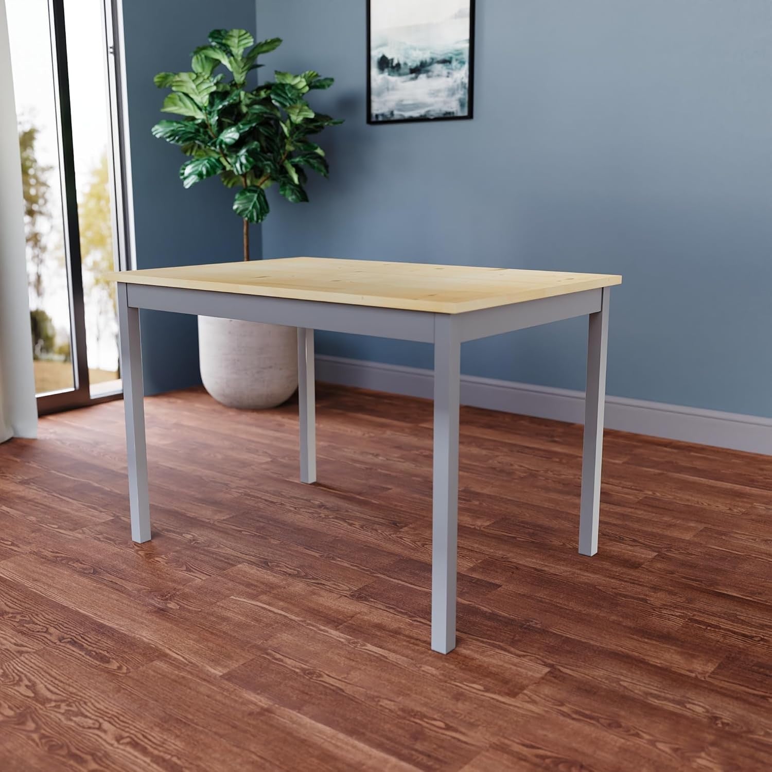 Grey & Pine 4 Seater Dining Table Set | Space Saving Kitchen Table & Chairs