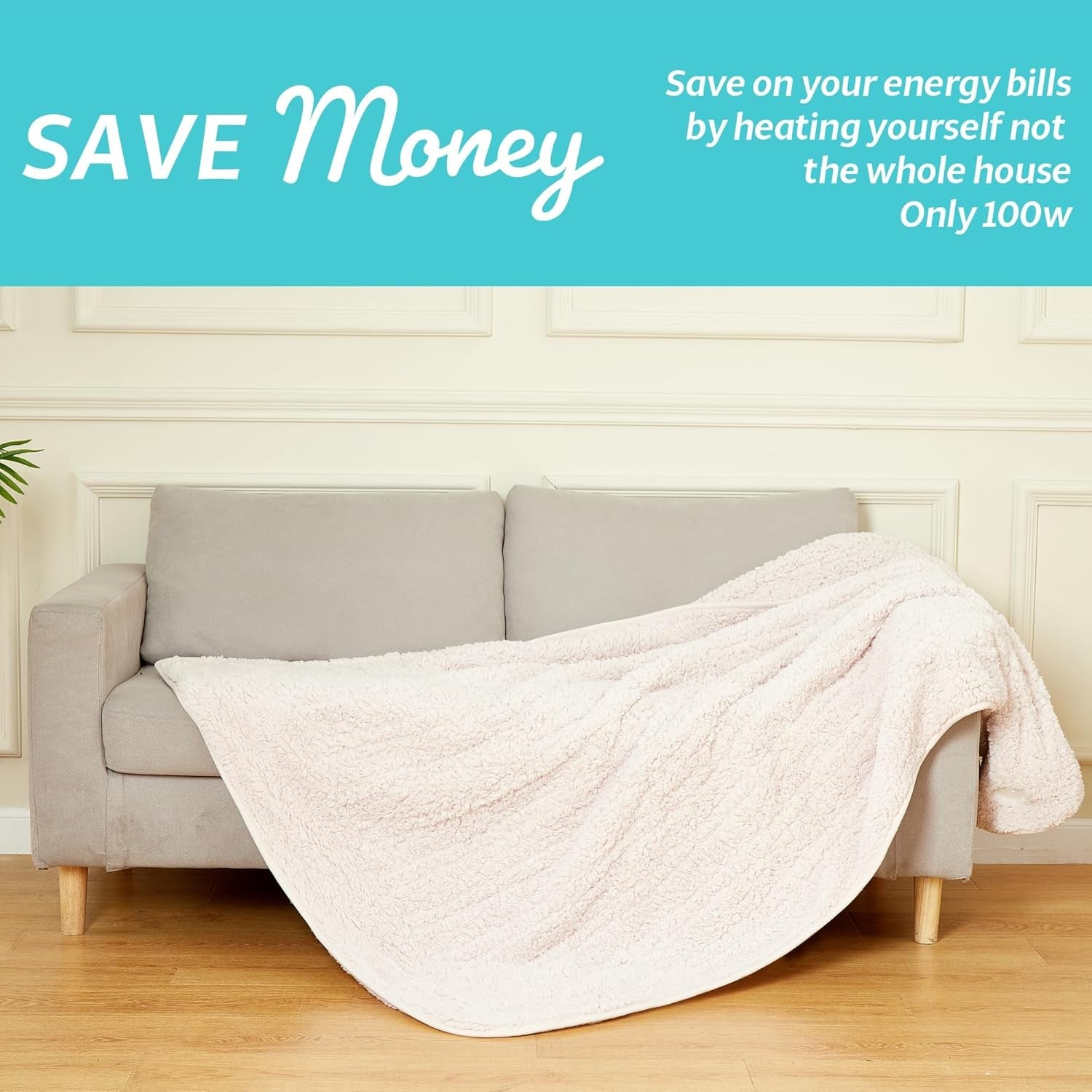 Electric Heated Throw Blanket 160x120cm Sherpa Fleece 9 Heat Timer Grey Lilac