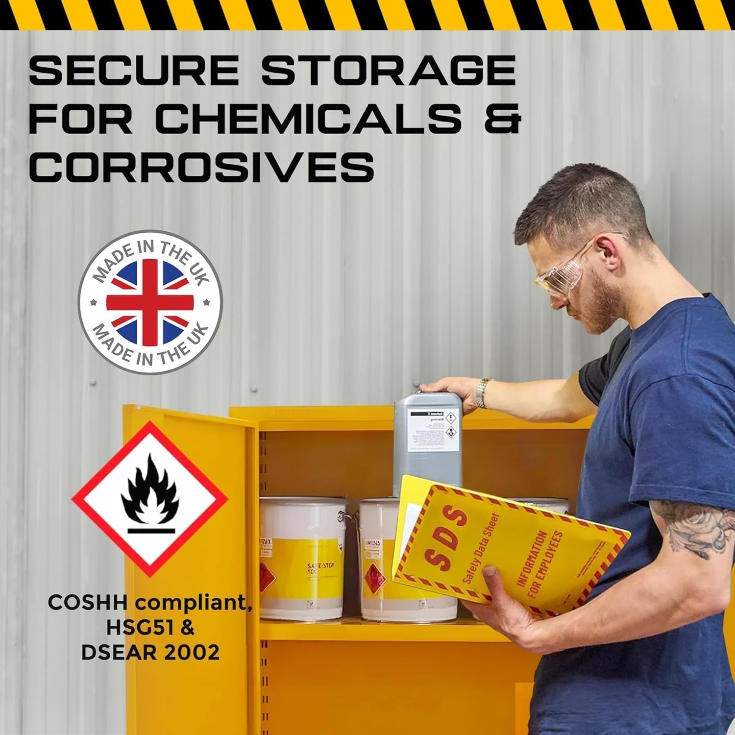 Fireproof Lockable COSHH Cabinet Metal Storage for Hazardous Chemicals