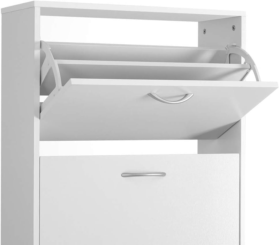 3 Door Shoe Storage Cabinet Wenge White | Slim Modern Hallway Cupboard 115x60x24