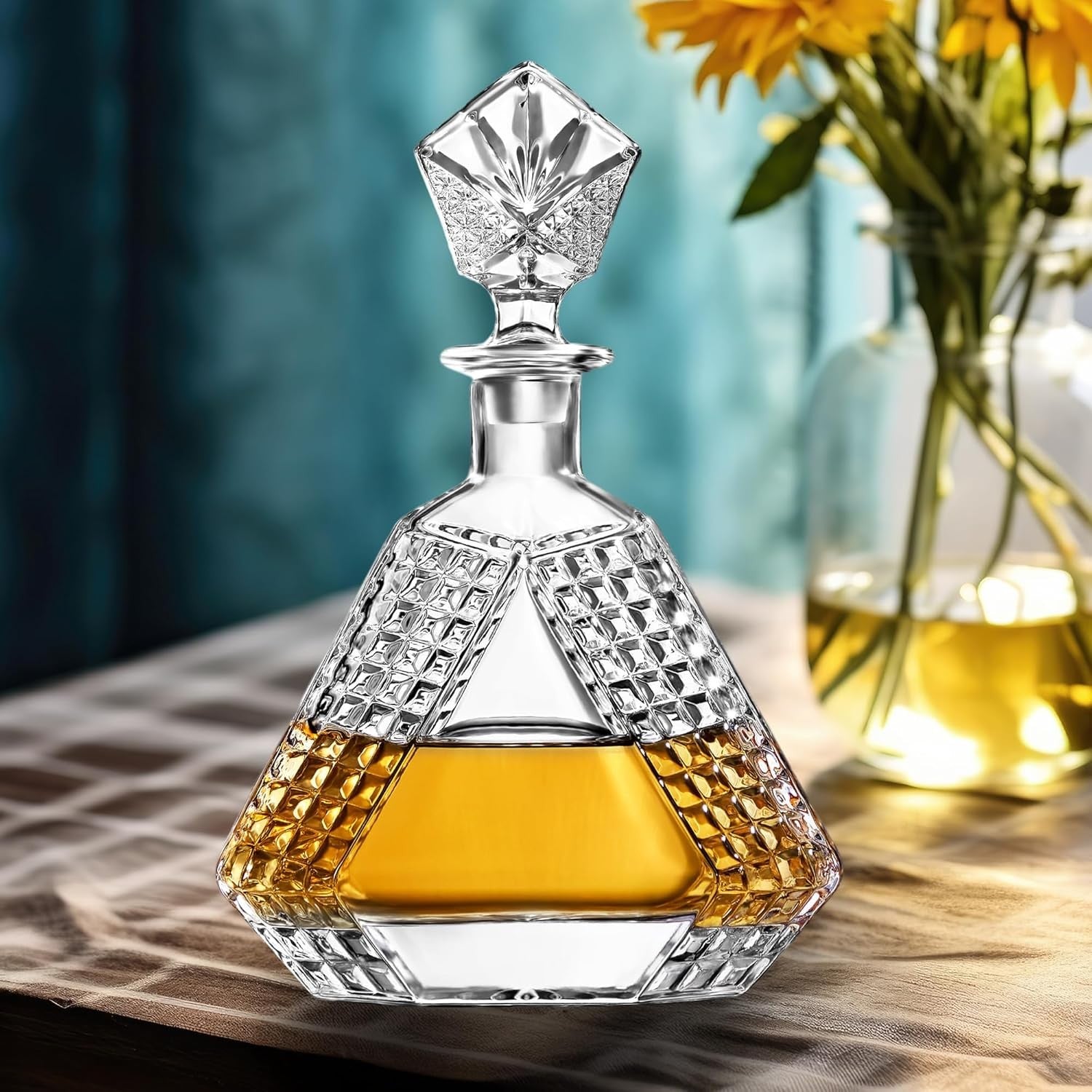 650ml Triangle Whiskey Decanter Crystal Liquor Bottle with Solid Glass Stopper