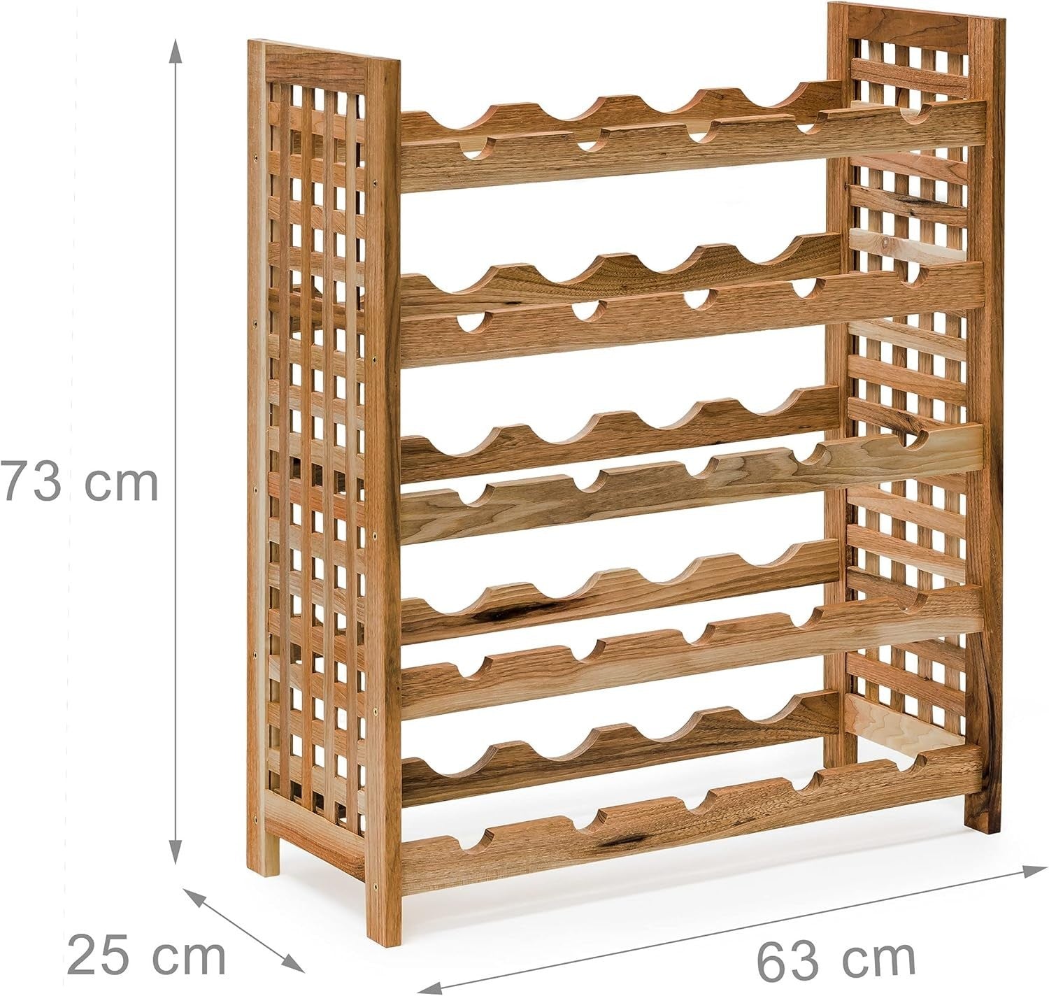 25 Bottle Wooden Wine Rack 5 Tier Rustic Freestanding Storage Shelf Walnut