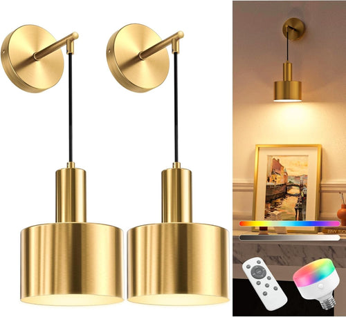 5200mAh Rechargeable Wall Sconce Lights with Remote, 9 Color Dimmable LED