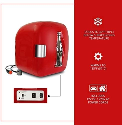7.9L Coca-Cola Mini Fridge | Portable Cooler & Warmer, Retro Red Design
