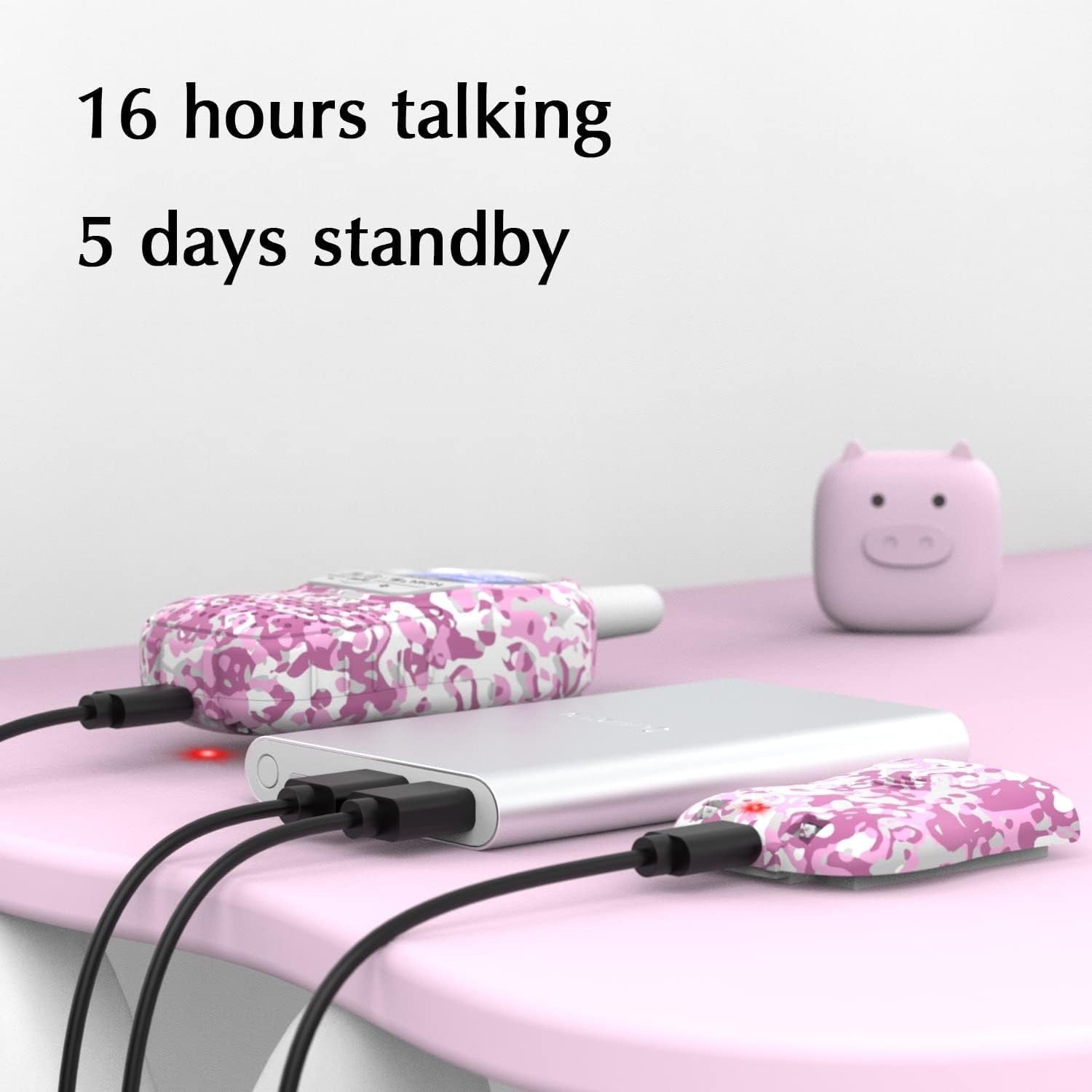 Kids Rechargeable Walkie Talkies Long Range VOX PMR 8 Channel Pink Blue