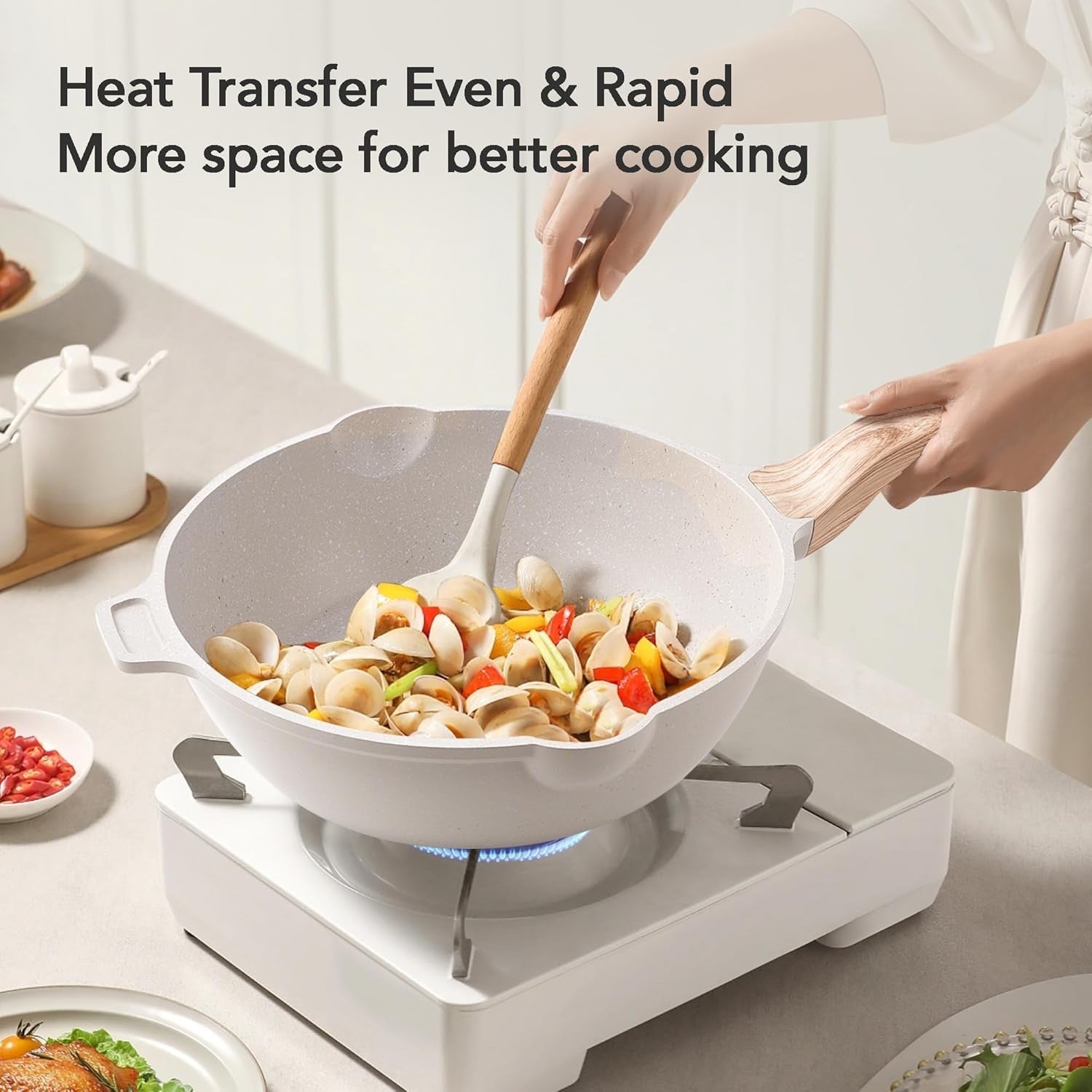 11Pcs Beige Non Stick Cookware Set with Grill Pan & Lids