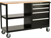 Mobile Workbench on Wheels with Locking Drawers Hardwood Top Steel 1480mm