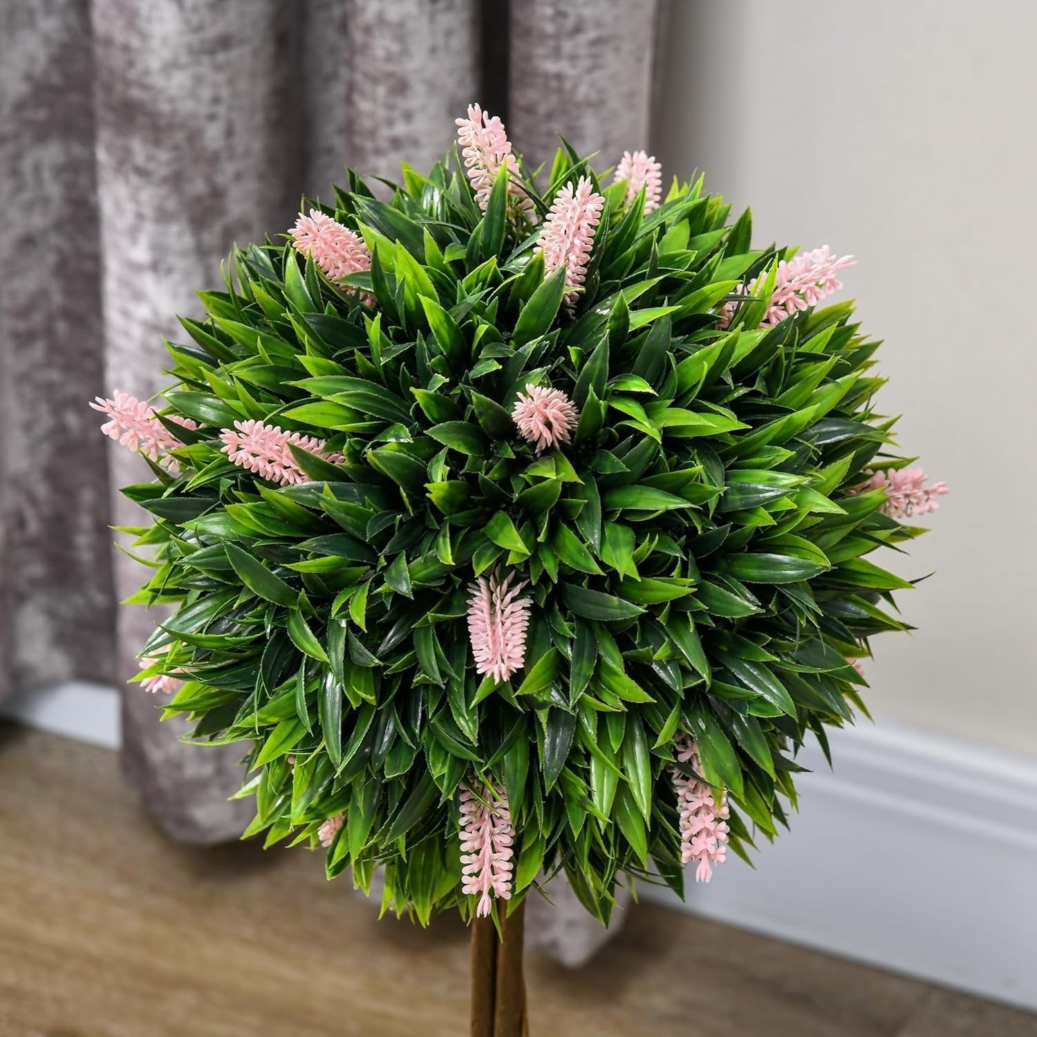Set of 2 60cm Pink Lavender Ball Trees Faux Plants Indoor Outdoor Home Decor