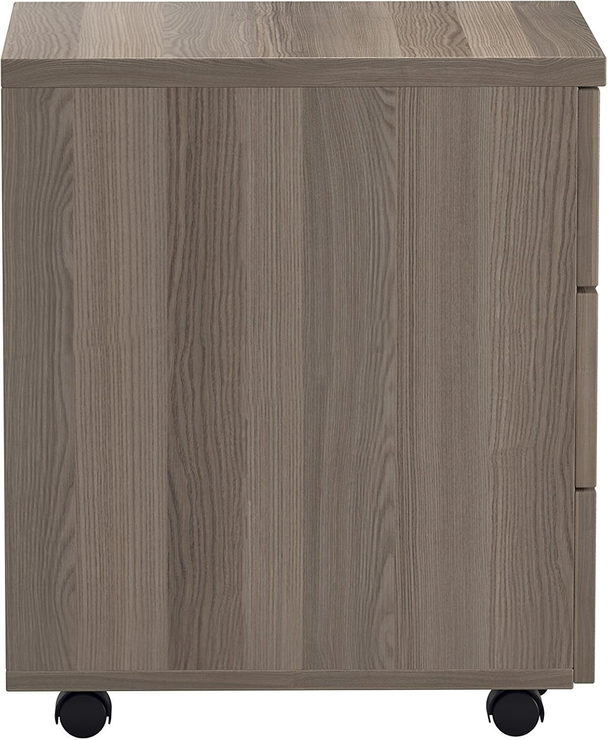 Lockable 3 Drawer Mobile Filing Cabinet Pedestal Office Storage Grey Oak