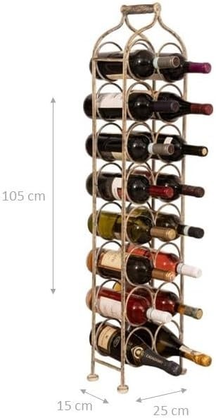 16 Bottle Floor Wine Rack Metal Freestanding Tall Storage Holder Antique White