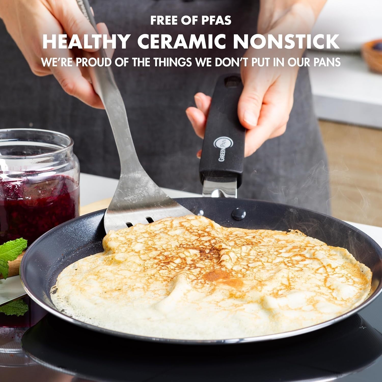 28cm Ceramic Non-Stick Crepe Pan PFAS-Free Induction