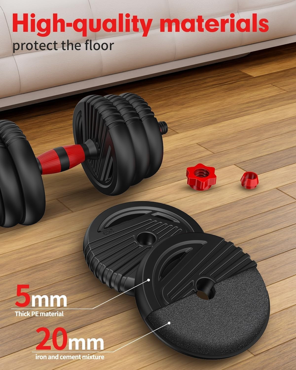 55LB Adjustable Dumbbells Set 4 in 1 Home Gym Barbell Kettlebell