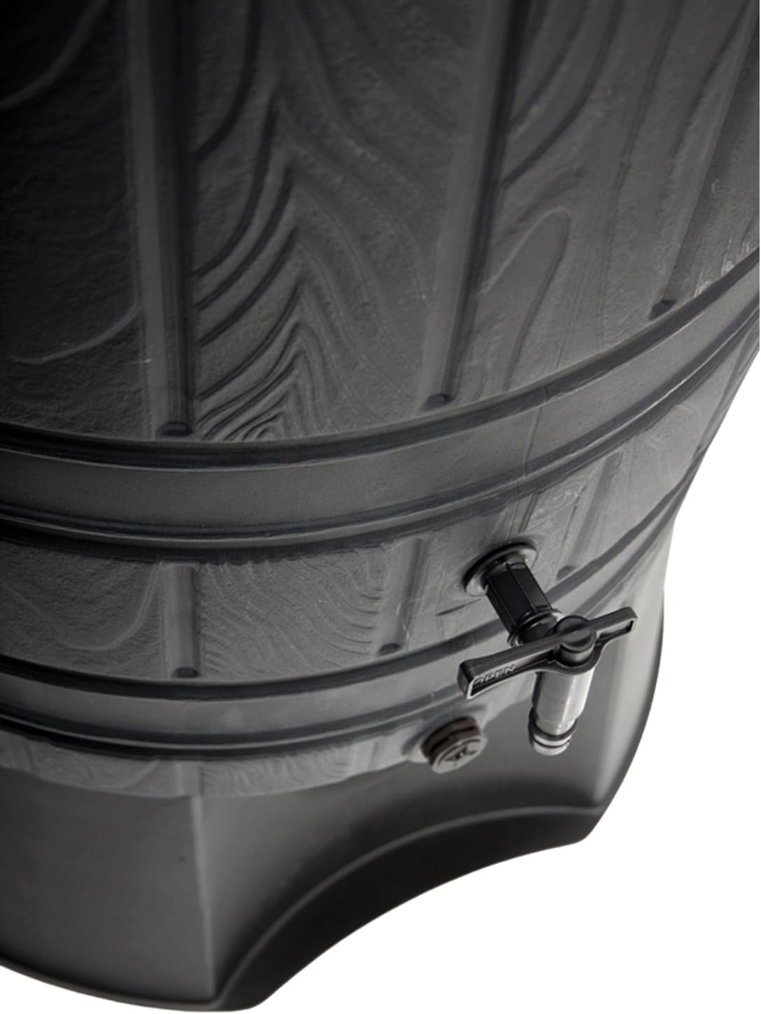 265L Wood Look Plastic Water Butt Tank with Lid – Garden Rain Collector Brown
