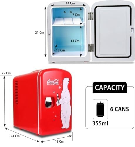 4L Mini Fridge Red Coca-Cola Cooler & Warmer Portable 12V AC/DC