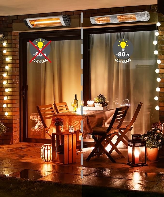 Outdoor Infrared Patio Heater 3000W Wall Mounted Remote 9 Heat Settings