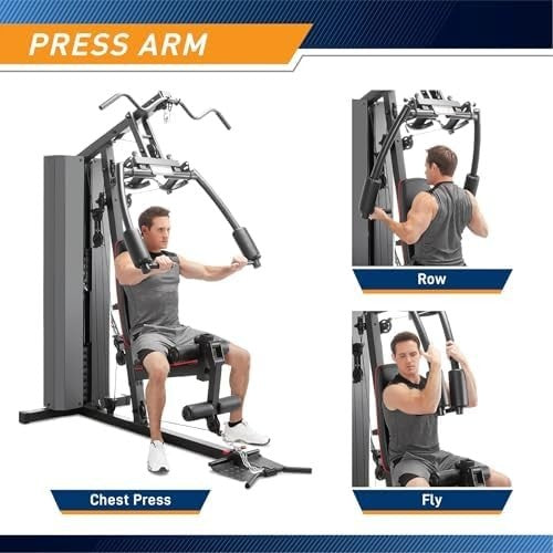 Multifunctional Home Gym Station, 3-in-1 Chest, Pec Dec & Row Machine