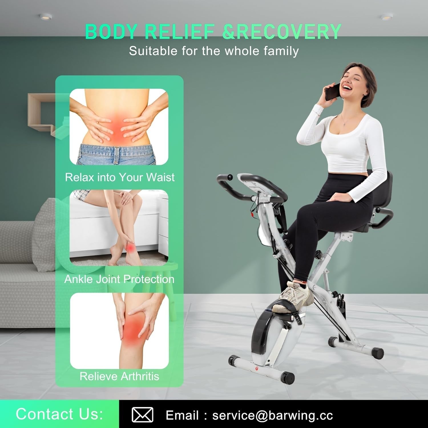 Foldable Magnetic Exercise Bike w/ LCD, Adjustable Seat, Backrest 300lb Capacity