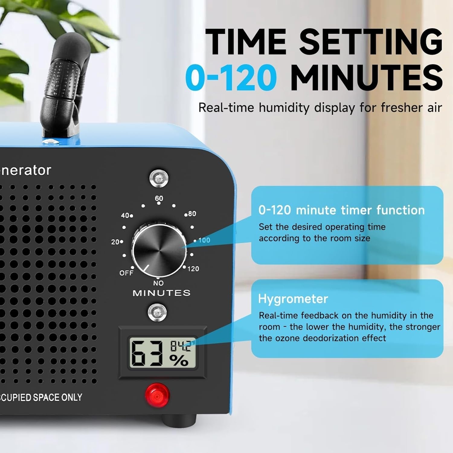 60000mg Ozone Generator Odor Eliminator Timer Large Room Smoke Pet 320㎡