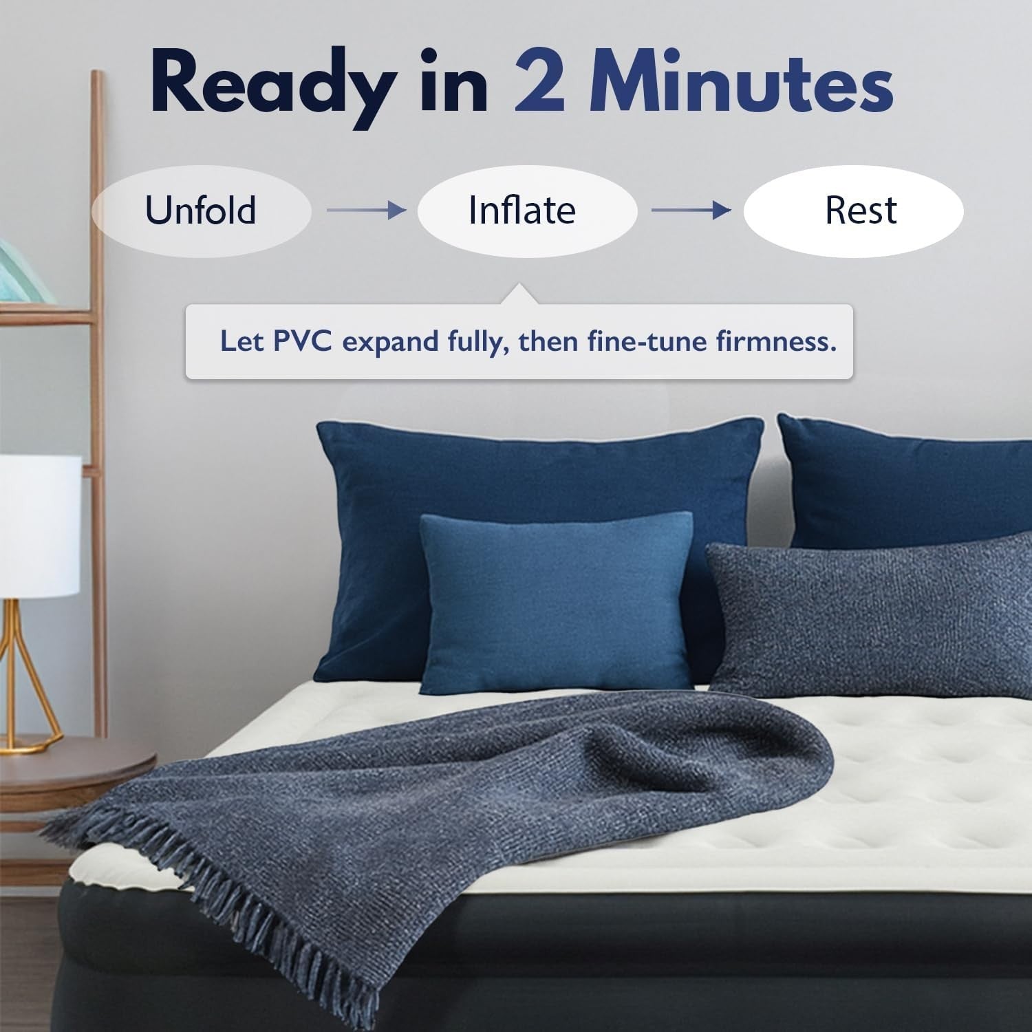 Full-Size Plush Air Mattress with Built-In Pump – Luxury Inflatable Bed