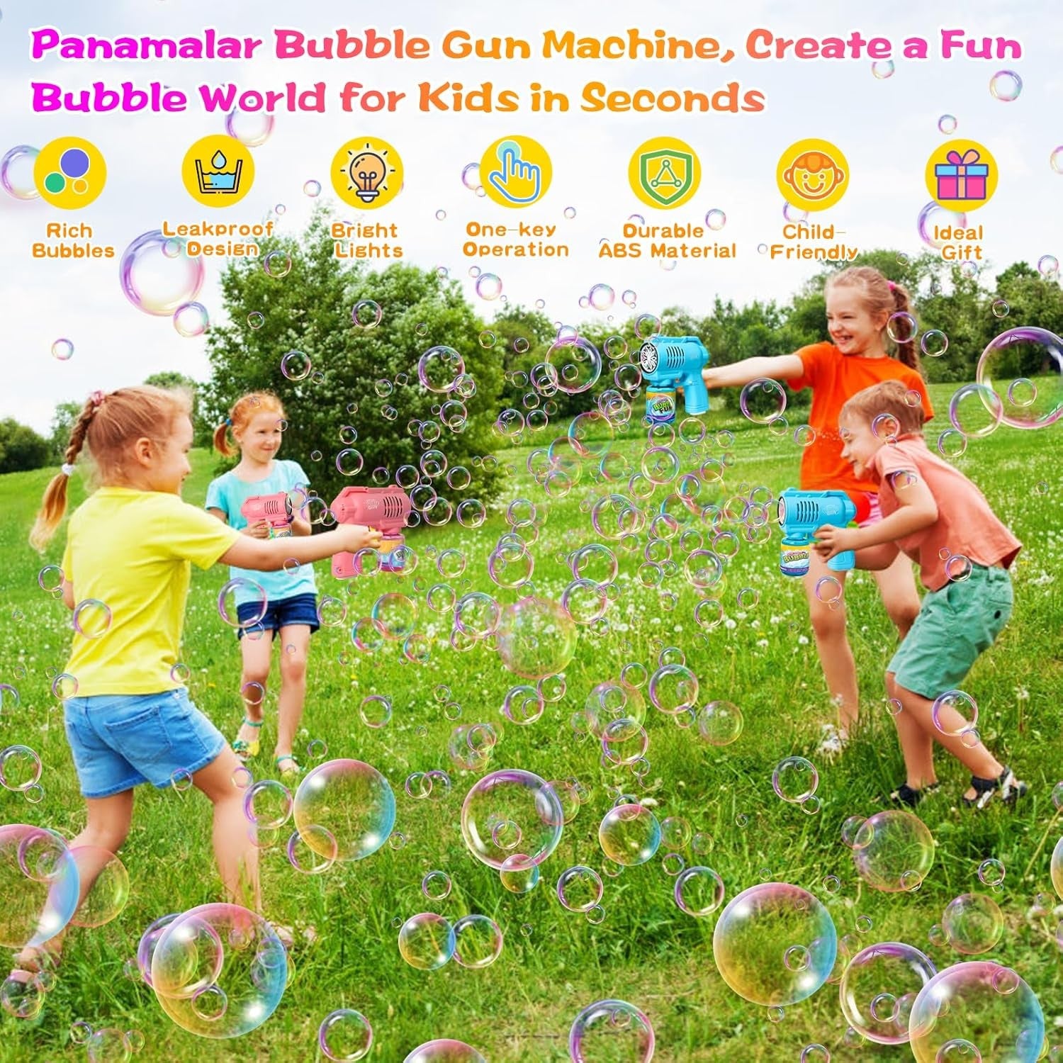 Bubble Gun Machine with Lights 10000 Bubbles Blue