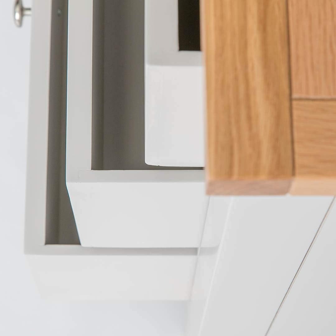 Large Grey Wooden Chest of Drawers 6 Spacious Drawers Solid Oak Top 78x120cm