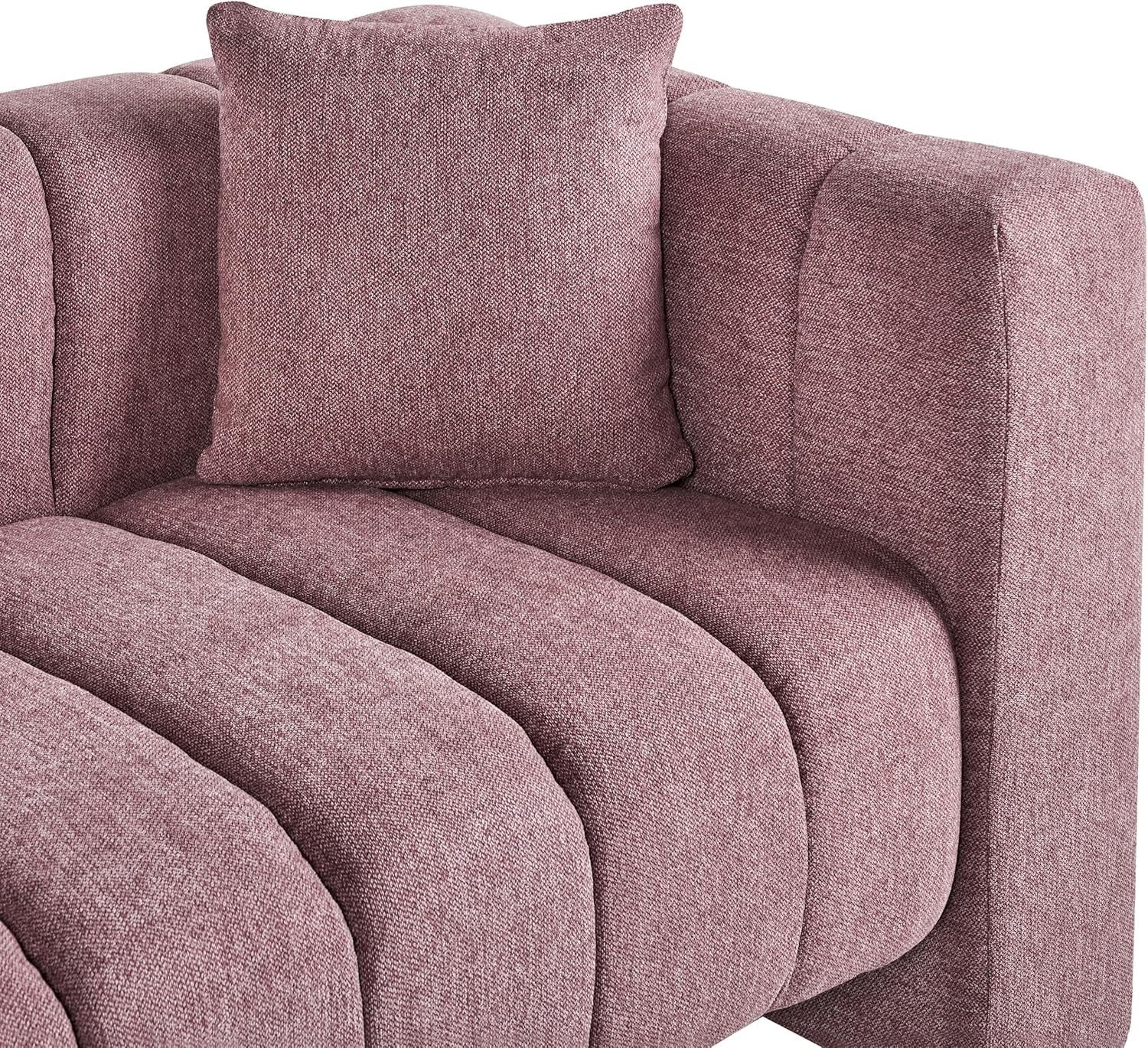 Modern Right Hand Pink Chaise Lounge | Fabric Sofa + Cushion + Metal Legs
