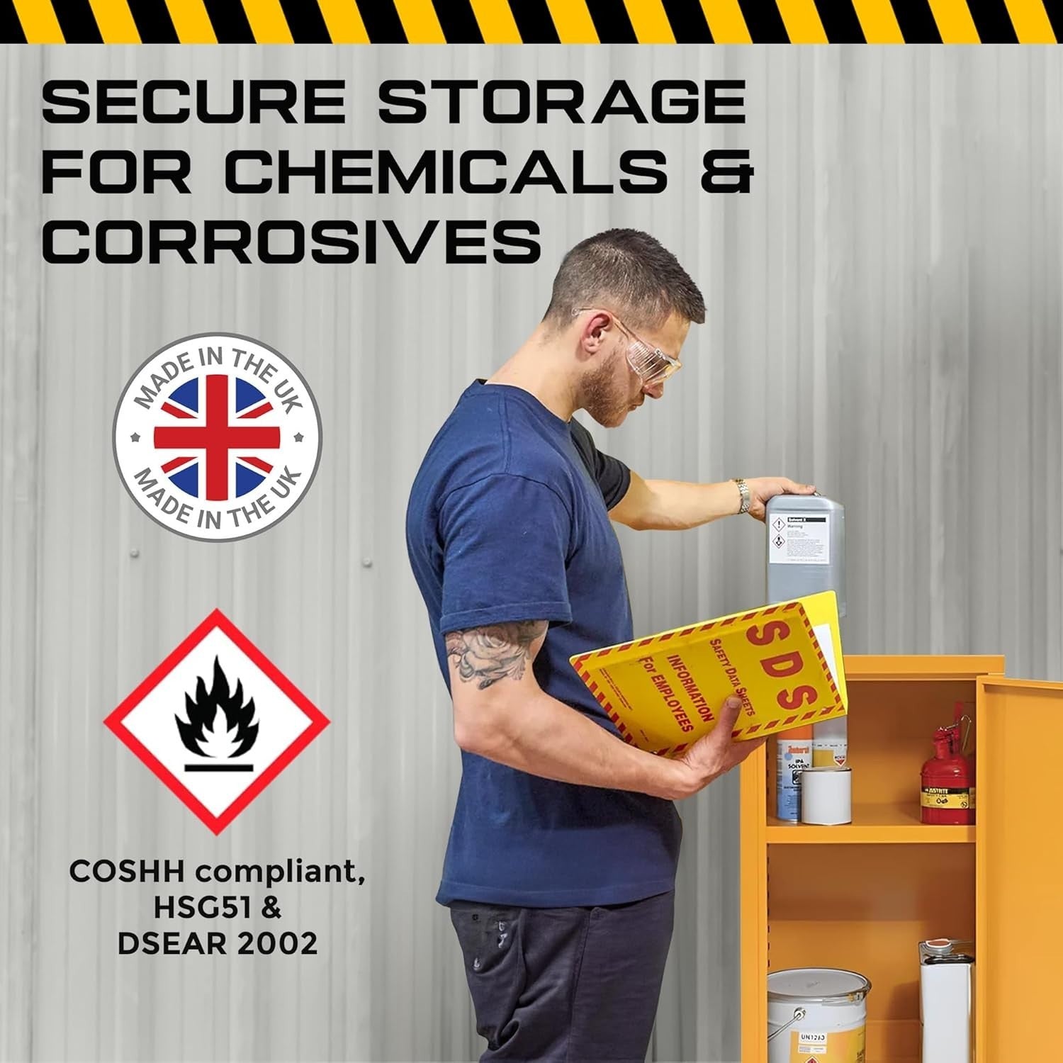 Compact Fireproof Lockable COSHH Cabinet with Adjustable Shelves 70cm