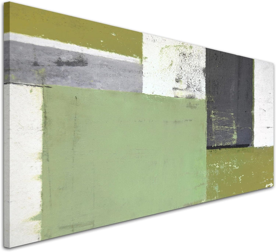 Large Green Grey Abstract Canvas Wall Art Modern Painting 119x52cm