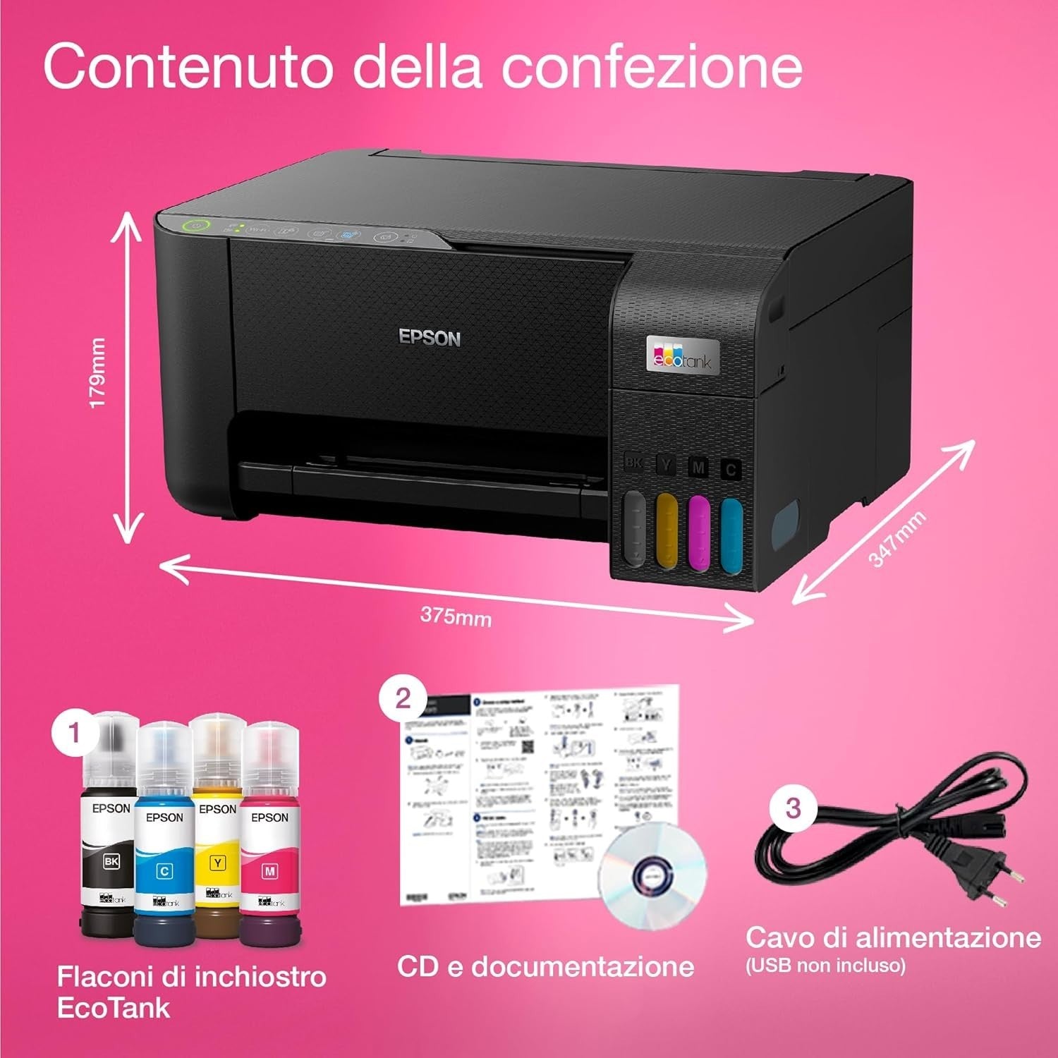 Black A4 EcoTank Inkjet Printer Wi-Fi Print Scan Copy High Yield