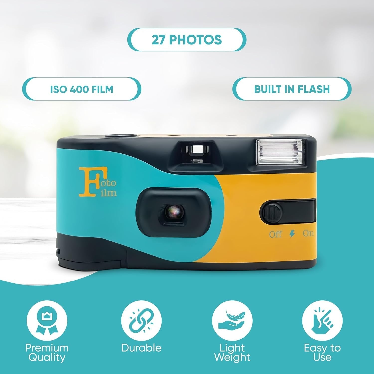 5 Pack Disposable Film Cameras 35mm ISO 400 Flash 27 Exposure Retro
