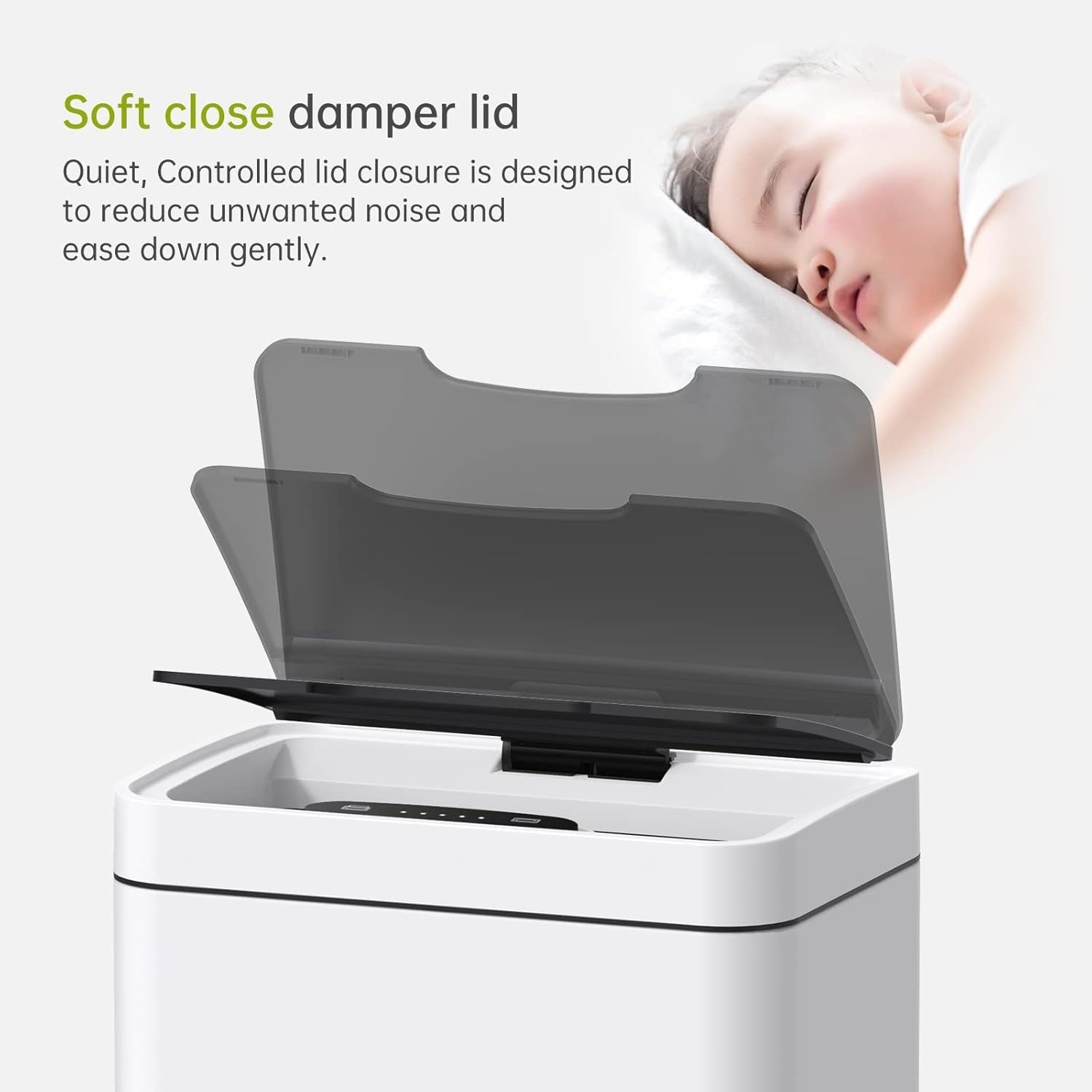 50L Touchless Kitchen Bin Motion Sensor Stainless Steel White