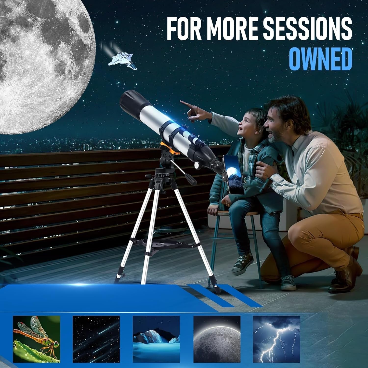 90mm Aperture 900mm Telescope for Adults & Kids with Phone Adapter